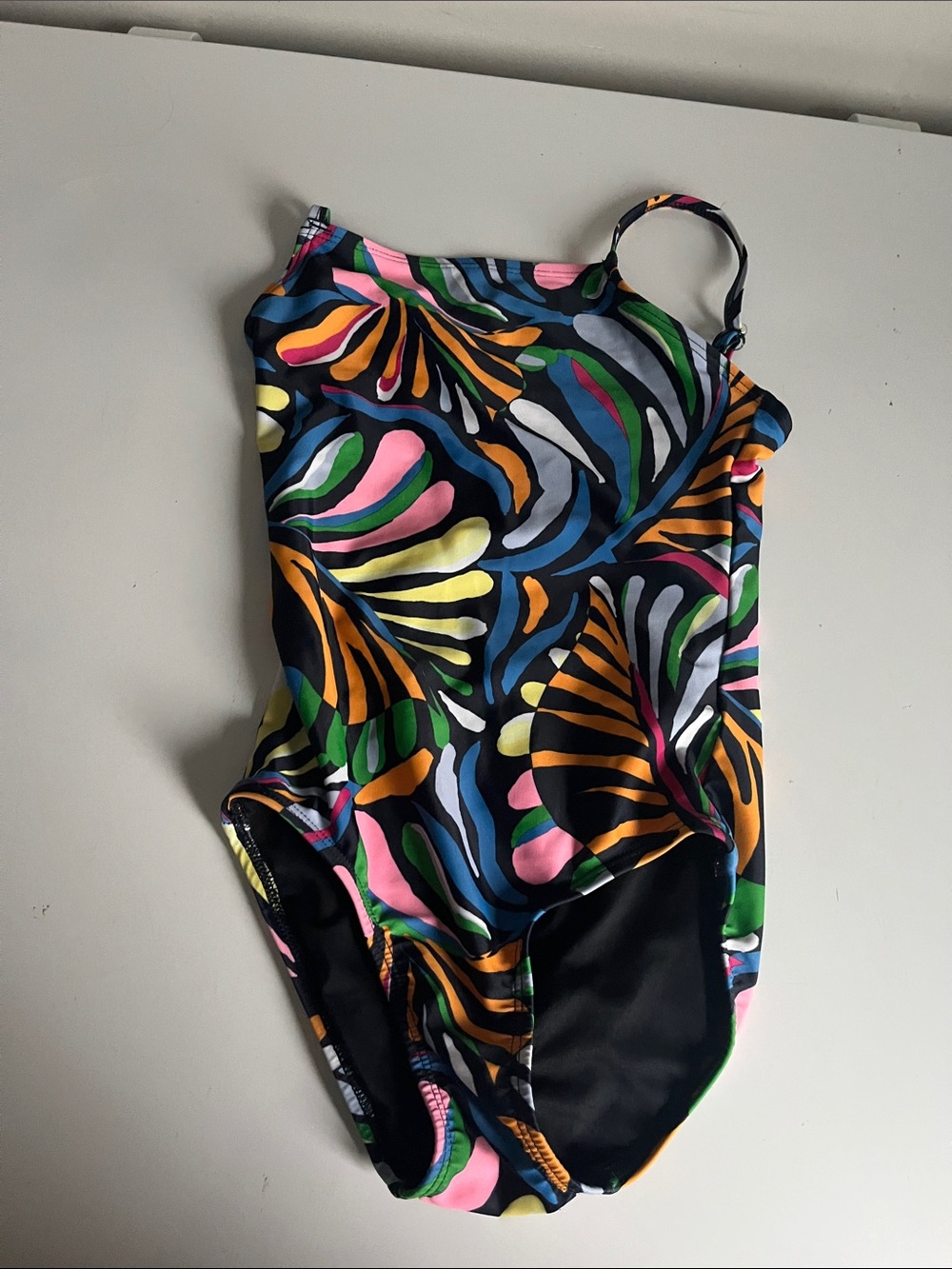 Otherwild Kids One-Piece Swimsuit in Navy with Multi-Color Leaf Print